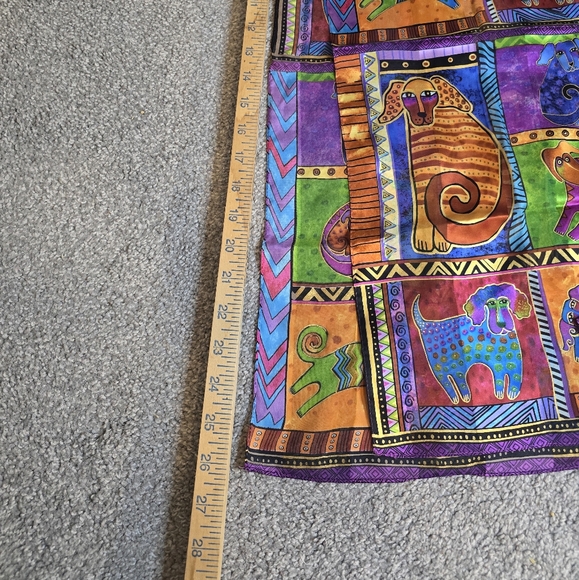 Laurel Burch Classic 100% Silk Dog Tails Patchwork Scarf LBS195 Funky Colorful - Picture 4 of 6
